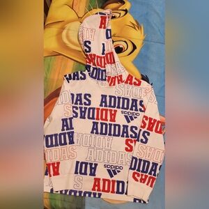 Adidas Kids' White Hoodie with Red and Blue Logo